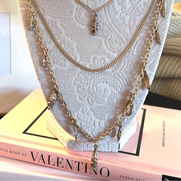 NWT Free People x Robert Lee Morris SoHo Fringe Feather Layered Necklace - Picture 6 of 13